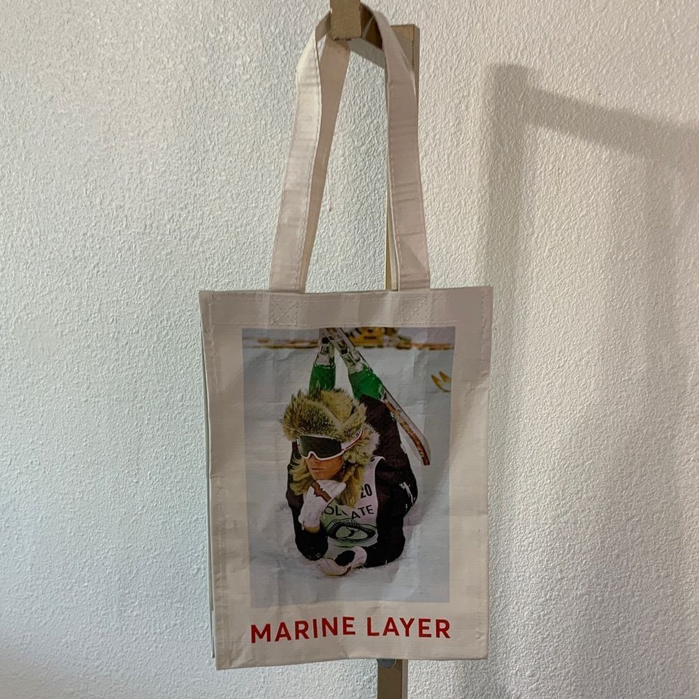 Marine Layer Cream Tote with Graphic Design